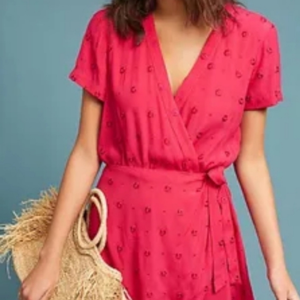Anthropologie Embroidered Pink Sleeve Romper | Size Small 🌸